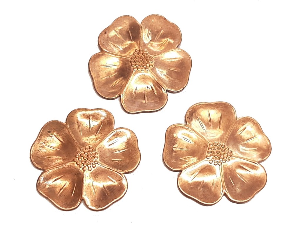 16 EMBOSSED STAMPED COPPER COLORED STEEL CHERRY BLOSSUM FLOWERS COMPONENT