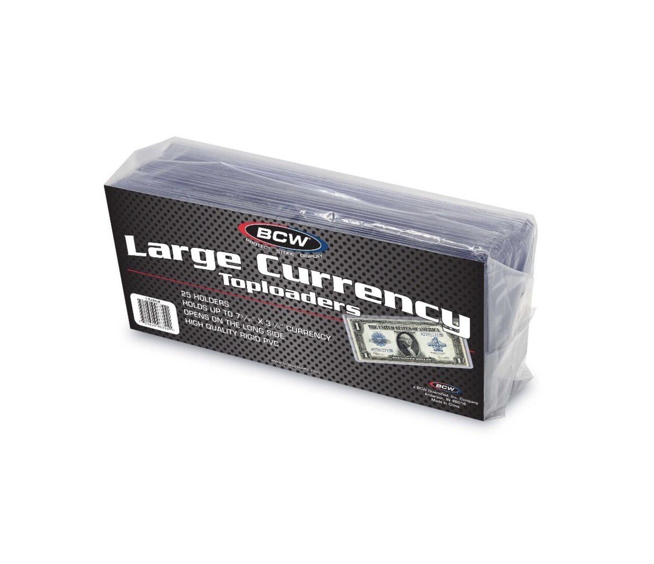 1 PACK of 25 BCW HOLDERS Large Bill CURRENCY TOPLOADERS 7 9/16 x 3 3/8. #CS15