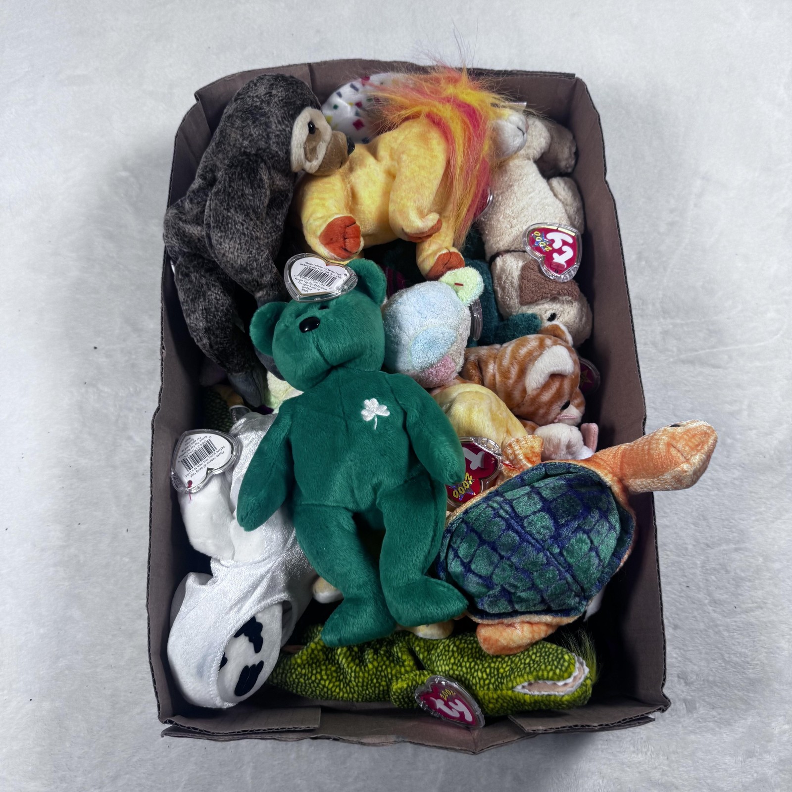 Ty Beanie Babies Lot 13 Plush Animals Bears Dog Cat Turtle Lion Snake Tags Set