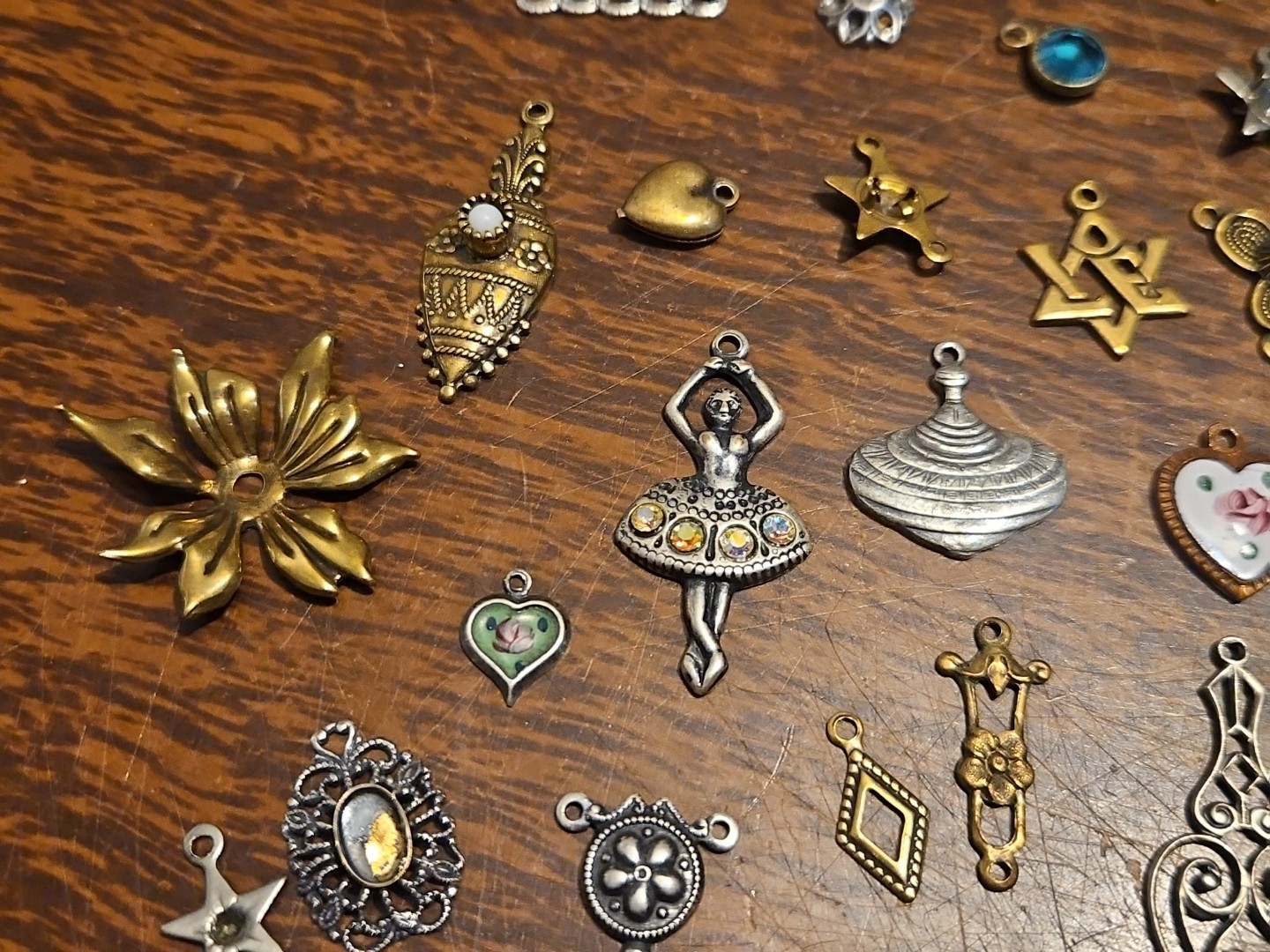 Lot Of 50 Mixed Parts Pcs France Vintage 60s Brass Stampings Findings Jewelry 22