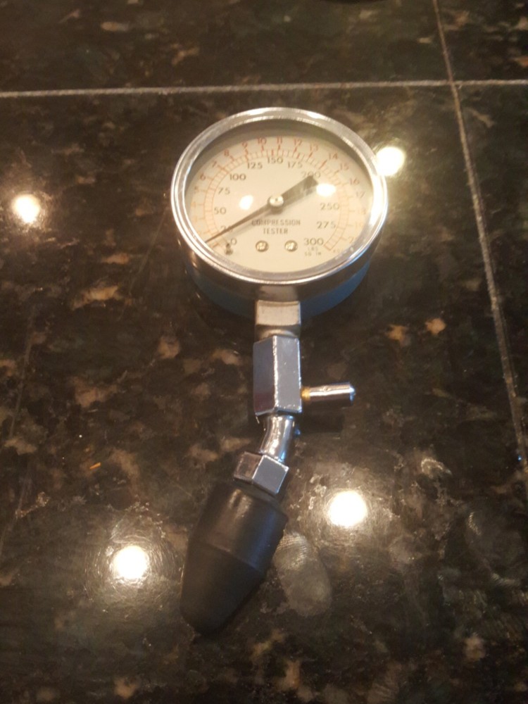 Vintage Compression Tester 60' s, Chrome, Blue
