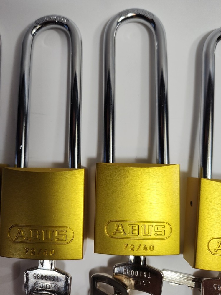 Abus 19371 Keyed Padlock, Open, Rectangular Aluminum Body, Chrome Plated