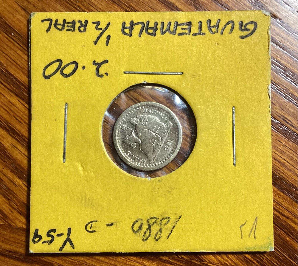 guatemala 1880D ½ Real Silver Coin (VF)