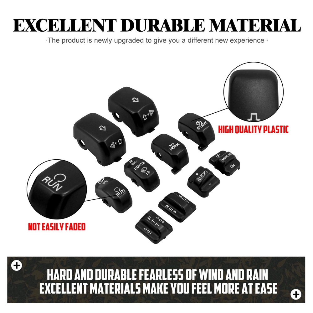Black 10x Replacement Switch Button Cap For Harley Touring Softail Dyna 96-2013