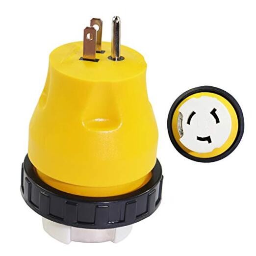 RV Cable Electrical Locking Adapter Converter Twist Lock Plug Socket 15A to 50A