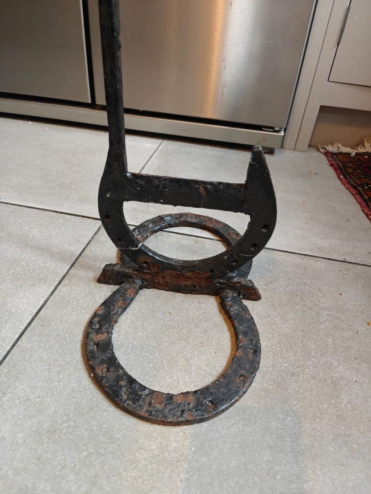 Vintage wrought iron Blacksmith made boot scraper - 100cm high
