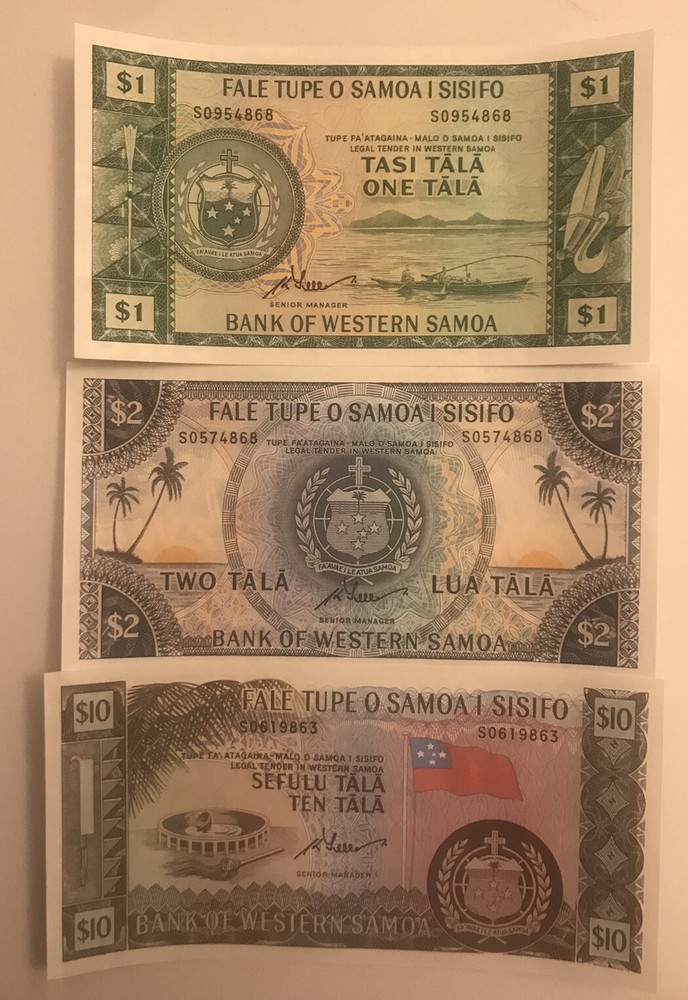Samoa 1 - 10 Tala Banknote Set 1967 UNC Currency
