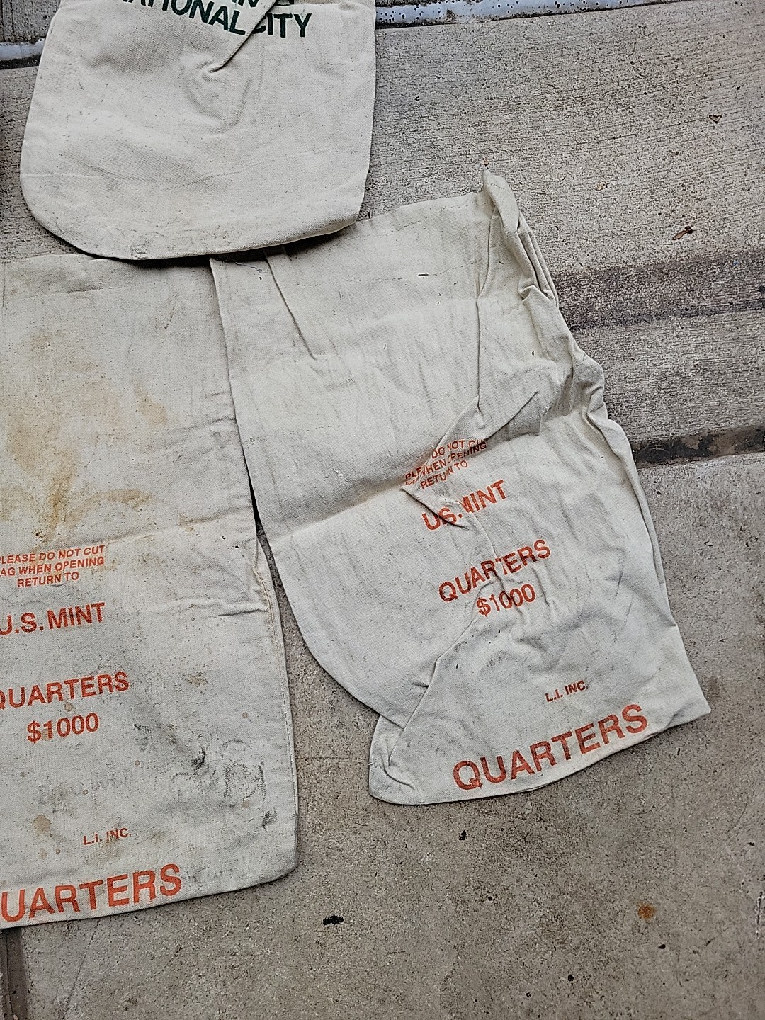 Lot 5 Empty Coin Bags Canvas Cloth Logo US Mint Or Bank