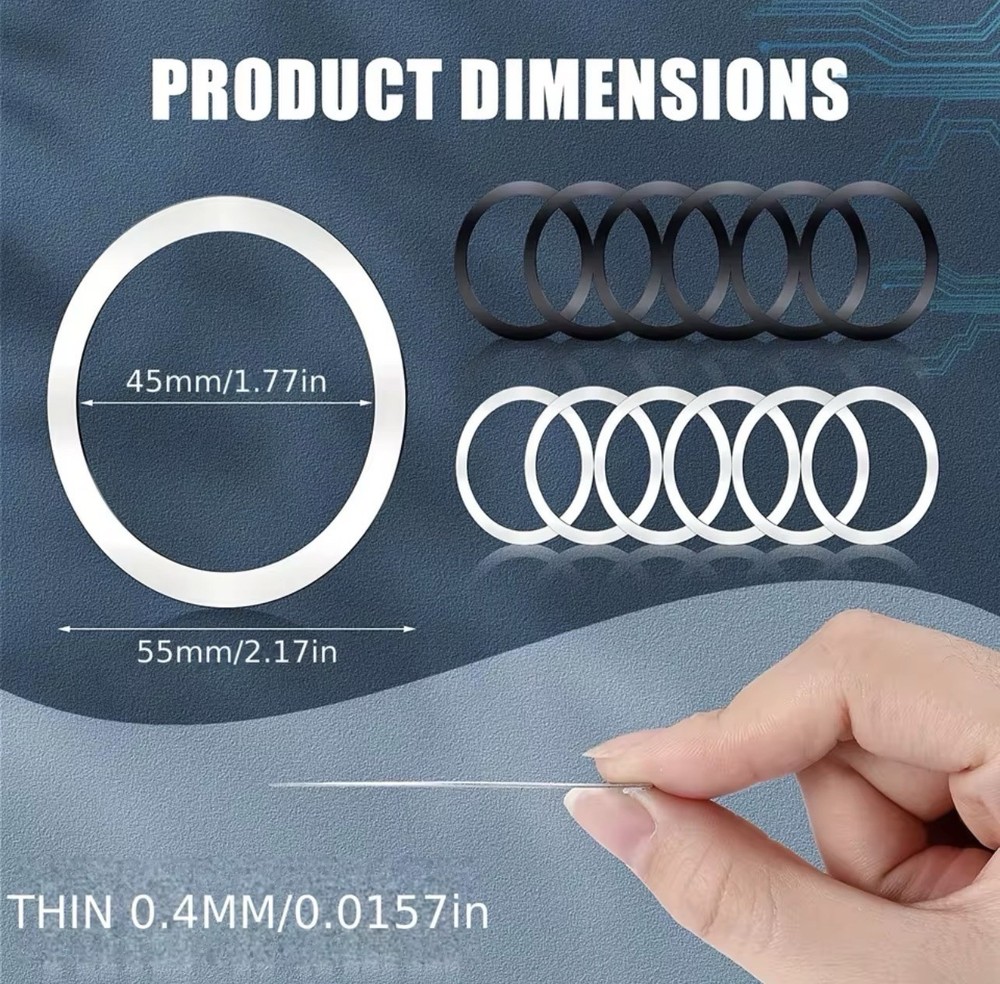 (White) 2 Pack Magnetic Plate Ring Universal Stickers Support Wireless Charger