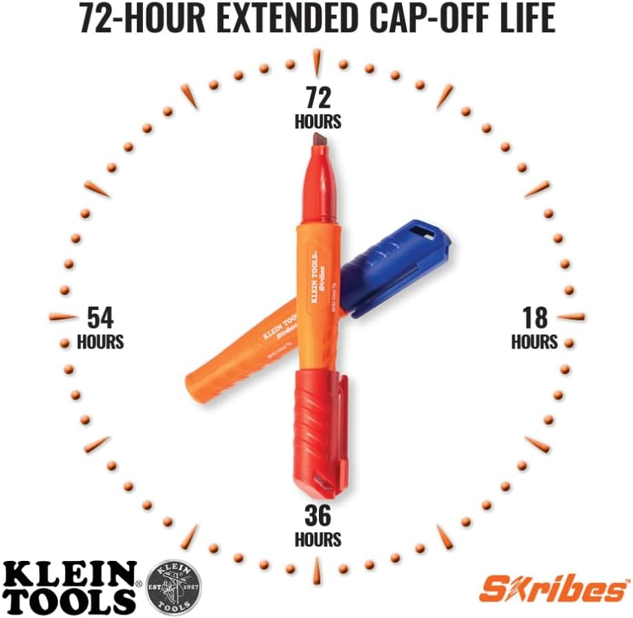 KLEIN TOOLS 861023 Skribes Permanent Markers, Chisel Tip, Professional-Grade Ink