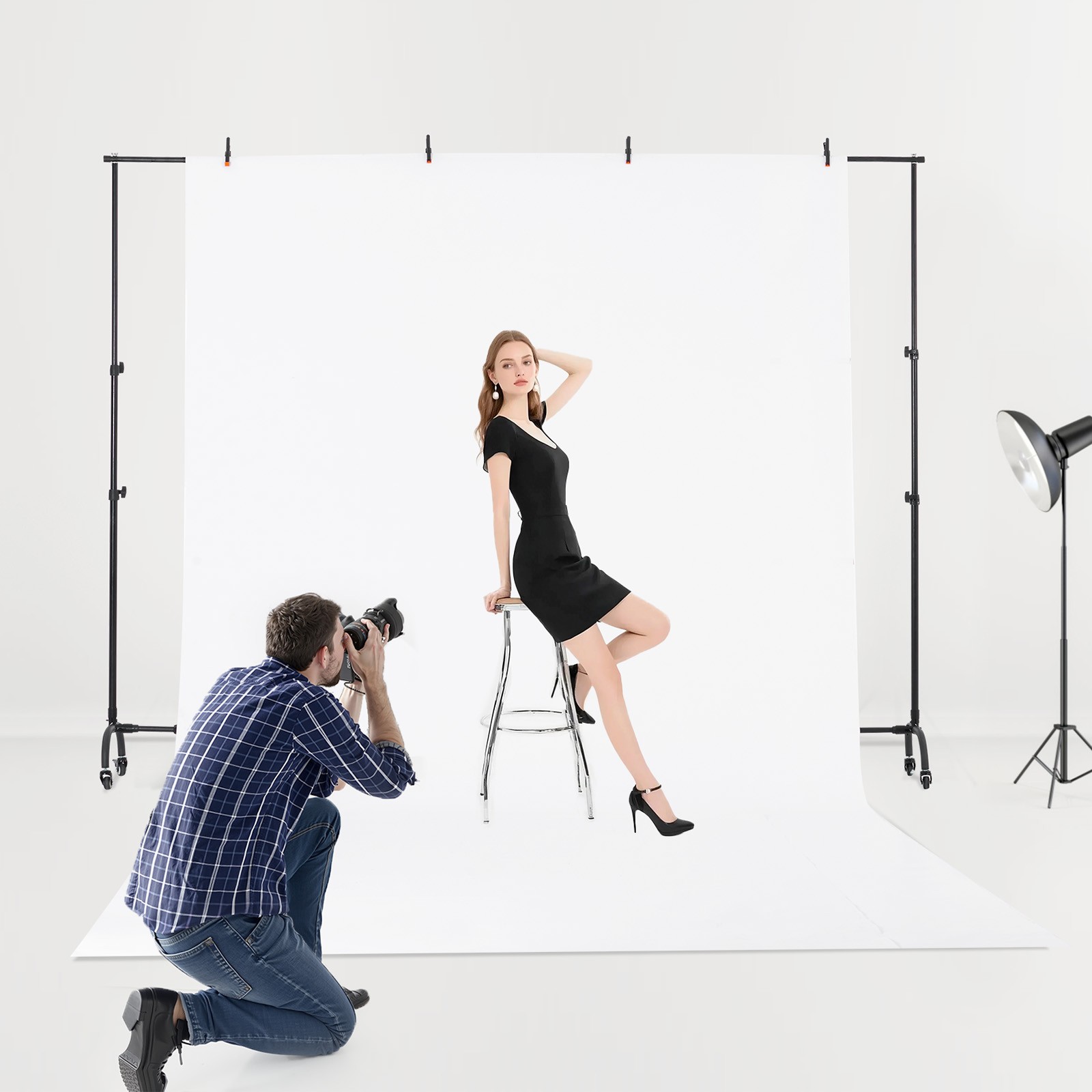 VEVOR Backdrop Stand Movable Stand Kit 7 x 10 ft for Party & Photo Video Studio