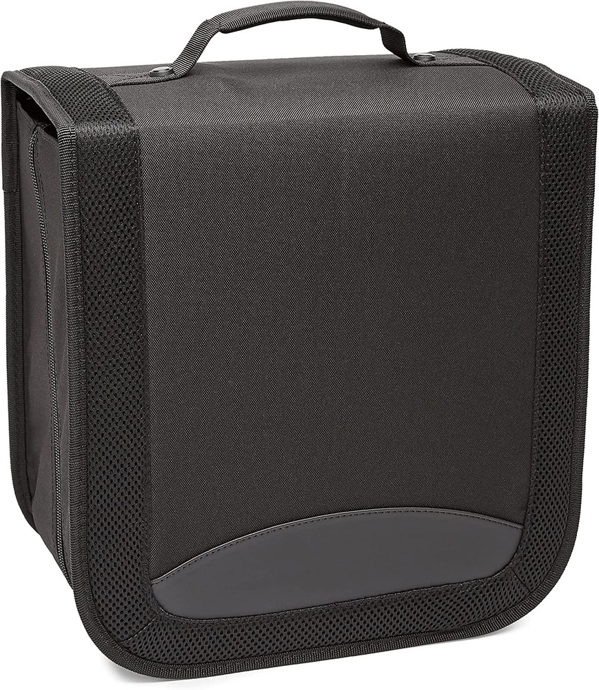 Polyester CD/DVD Portable Storage Binder with Handle, 400-Capacity, Black