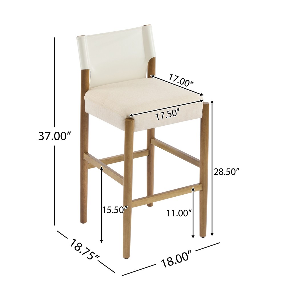 28.5'', Modern Solid Wood Bar Stool with Polyester Cushion - Minimalist