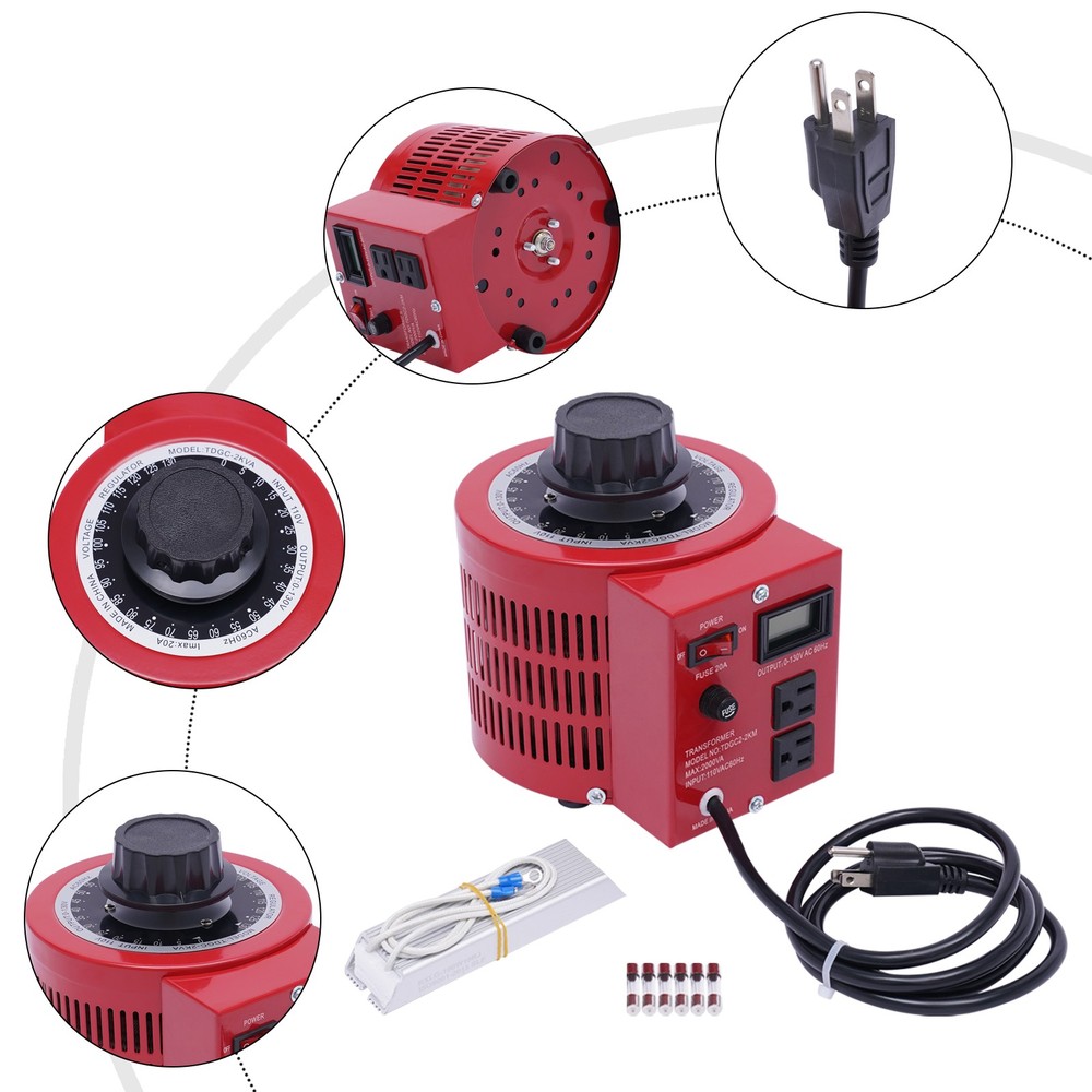AC 0-130V Variac Transformer Variable Red Voltage Regulator Metered 2000VA 20Amp