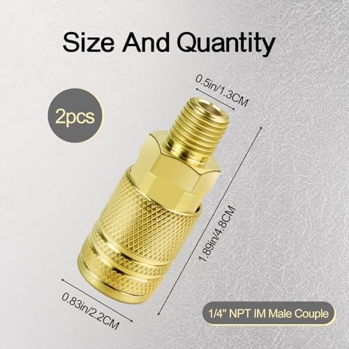 2Packs 1/4" NPT M-Style Air Coupler Quick Connect 2Packs 1/4"external thread
