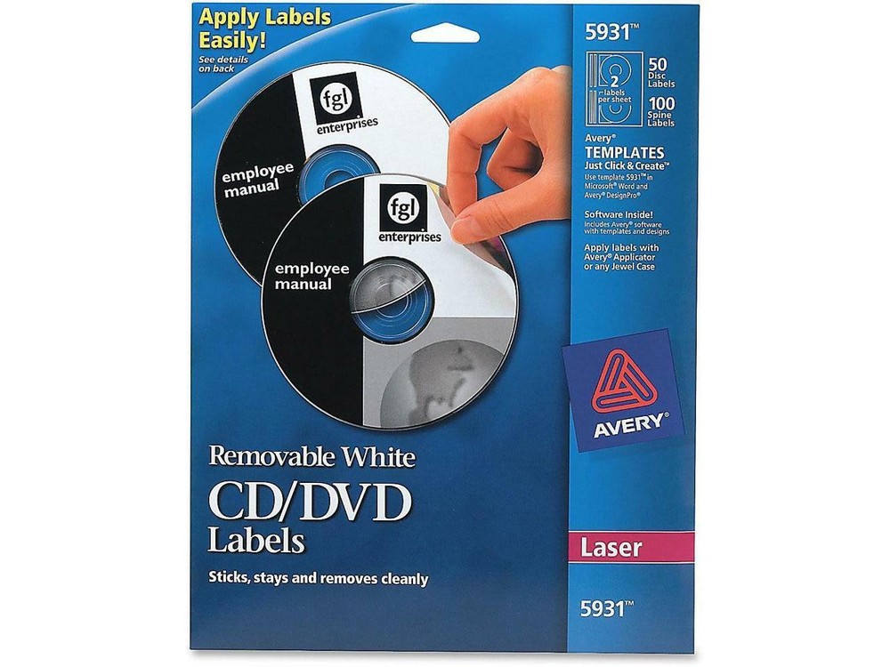 AVERY 5931 Matte White Removable CD Labels for Laser Printers