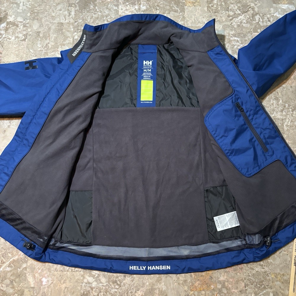 Helly Hansen Jacket Mens Medium Blue Crew Midlayer Soft Shell Fleece Sailing