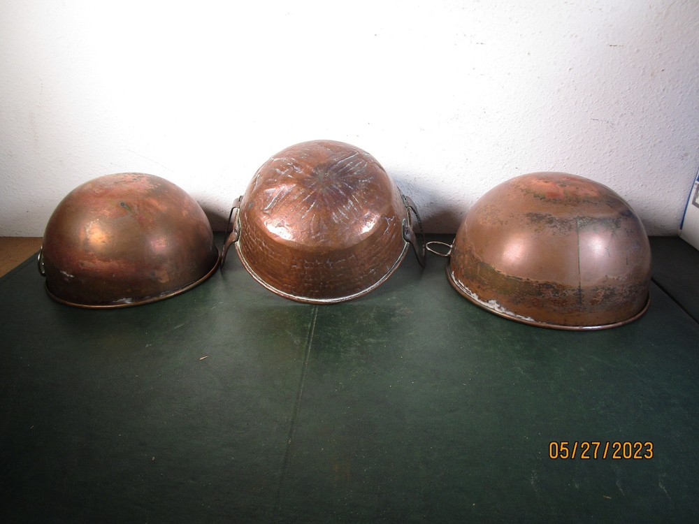 3 Vintage Copper Pots