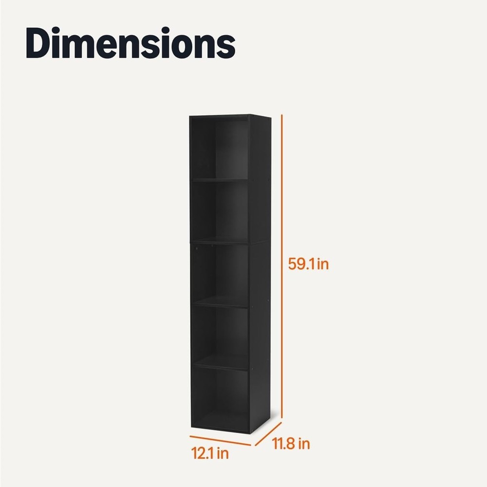 5-Cube Bookcase Compatible with Fabric Storage Cube Organizer Shelving