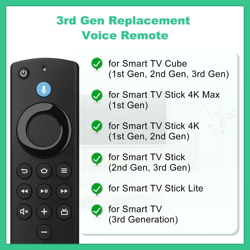 Replacement Remote Control for Fire Smart 2nd/3rd 3rd GEN(L5B83G), Black