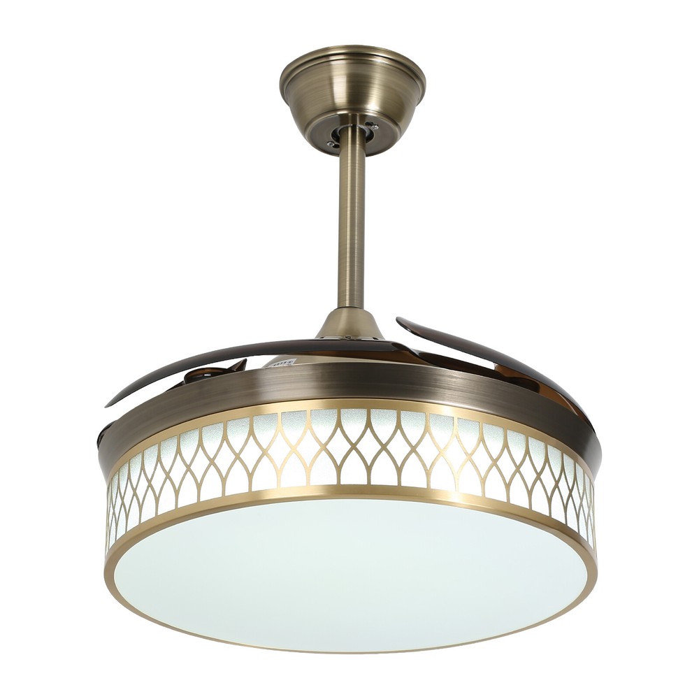 42" Ceiling Fan Light Flush Mount Ceiling Fan W/ Remote Control & Dimmable Light