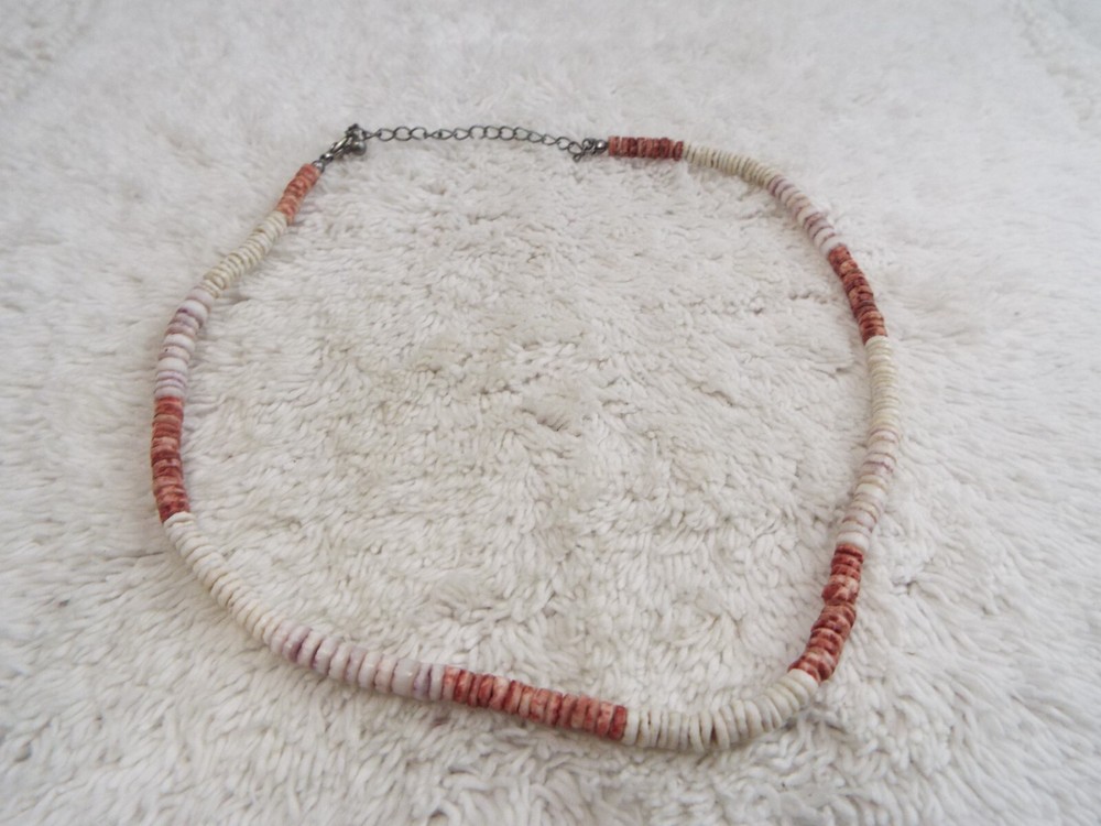 Pink White Heishi Shell Necklace (J5)