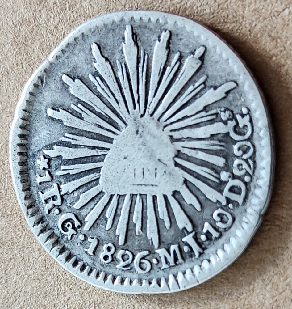 •1826•MEXICO REPUBLIC•ONE REAL•SILVER COIN•
