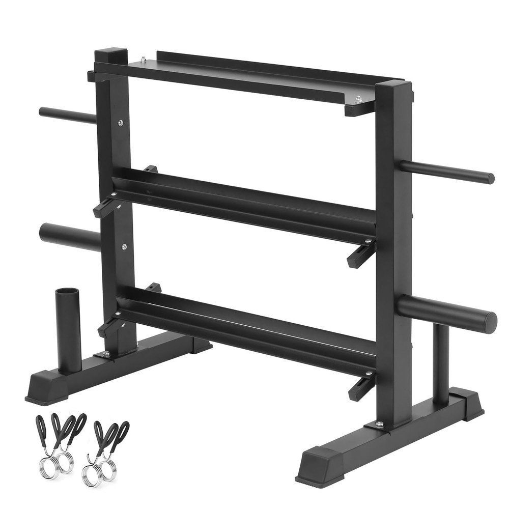 Adjustable Dumbbell Rack, Dumbbell Set with Storage Rack for Kettlebells, Wei...
