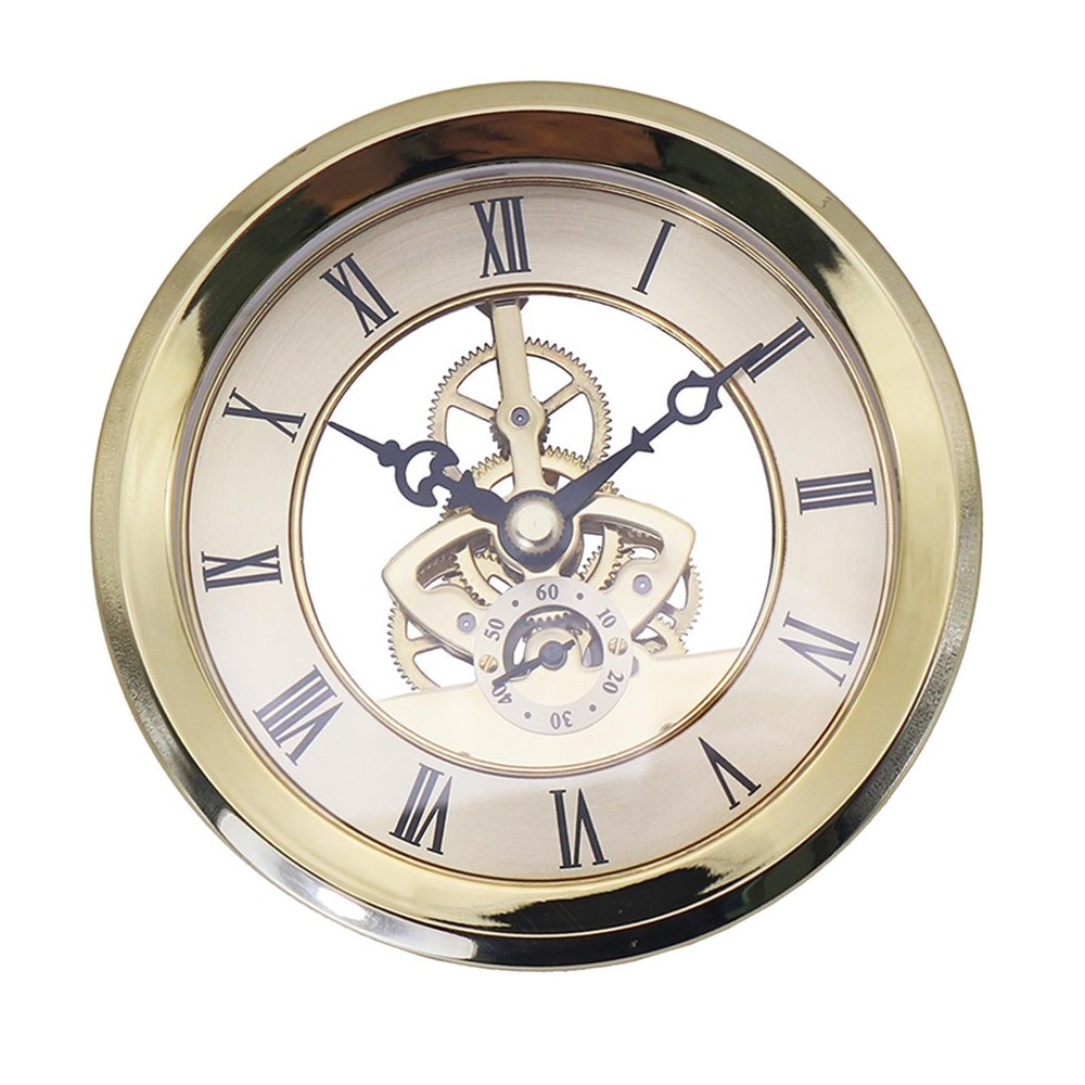 Round Transparent Skeleton Clock Inserts 103mm DIY Crafts Classic for Office