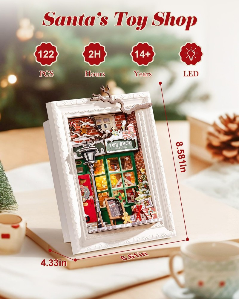 3D Diorama Frame, Wall-Mounted Shadow Box & Dollhouse Display Case for & Chri...