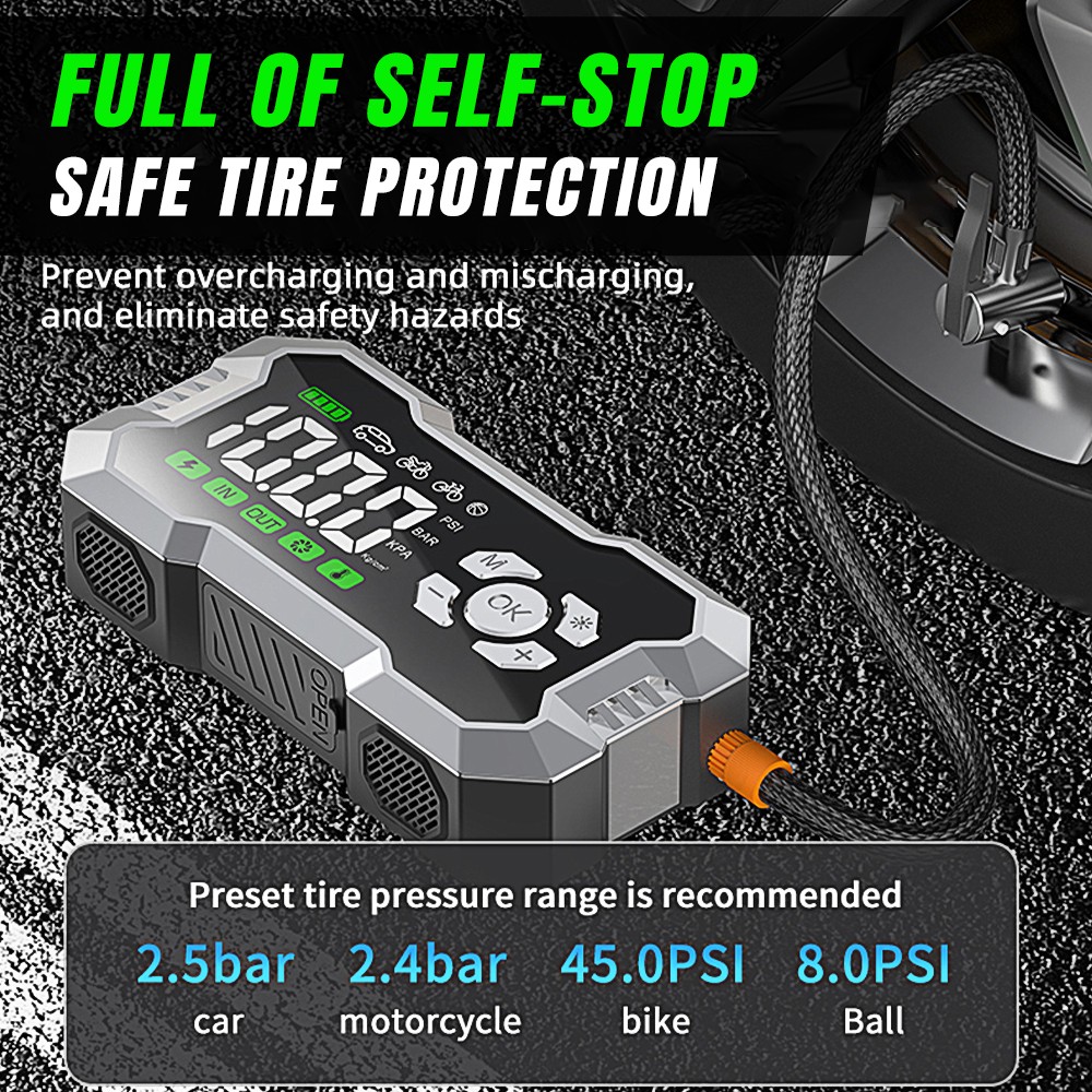 99800mAh Car Jump Starter with Air Compressor Battery Jumper Box Charger Booster