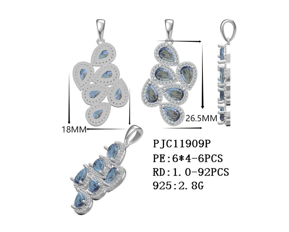 Sterling Silver Semi Mount Pendant Setting Pear PE 6x4mm