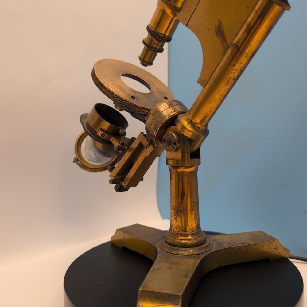 Antique Bausch & Lomb Optical Universal Model Brass Microscope circa 1885–1890