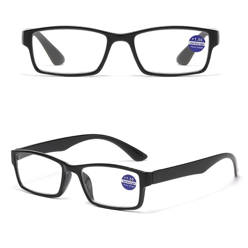 3PK Small Rectangle Full-Rim Reading Glasses PC Frame Blue Light Blocking Lens