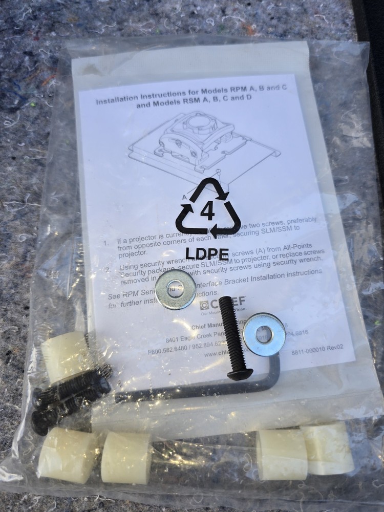 Chief legrand RPM Interface Bracket - SLM324 missing a little hardware