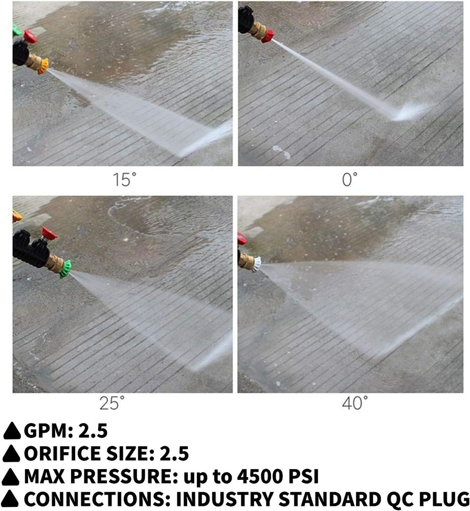 Efficient 5-Piece Nozzle Tips for Pressure Washers - 1/4 Quick Connect, 4500 PSI