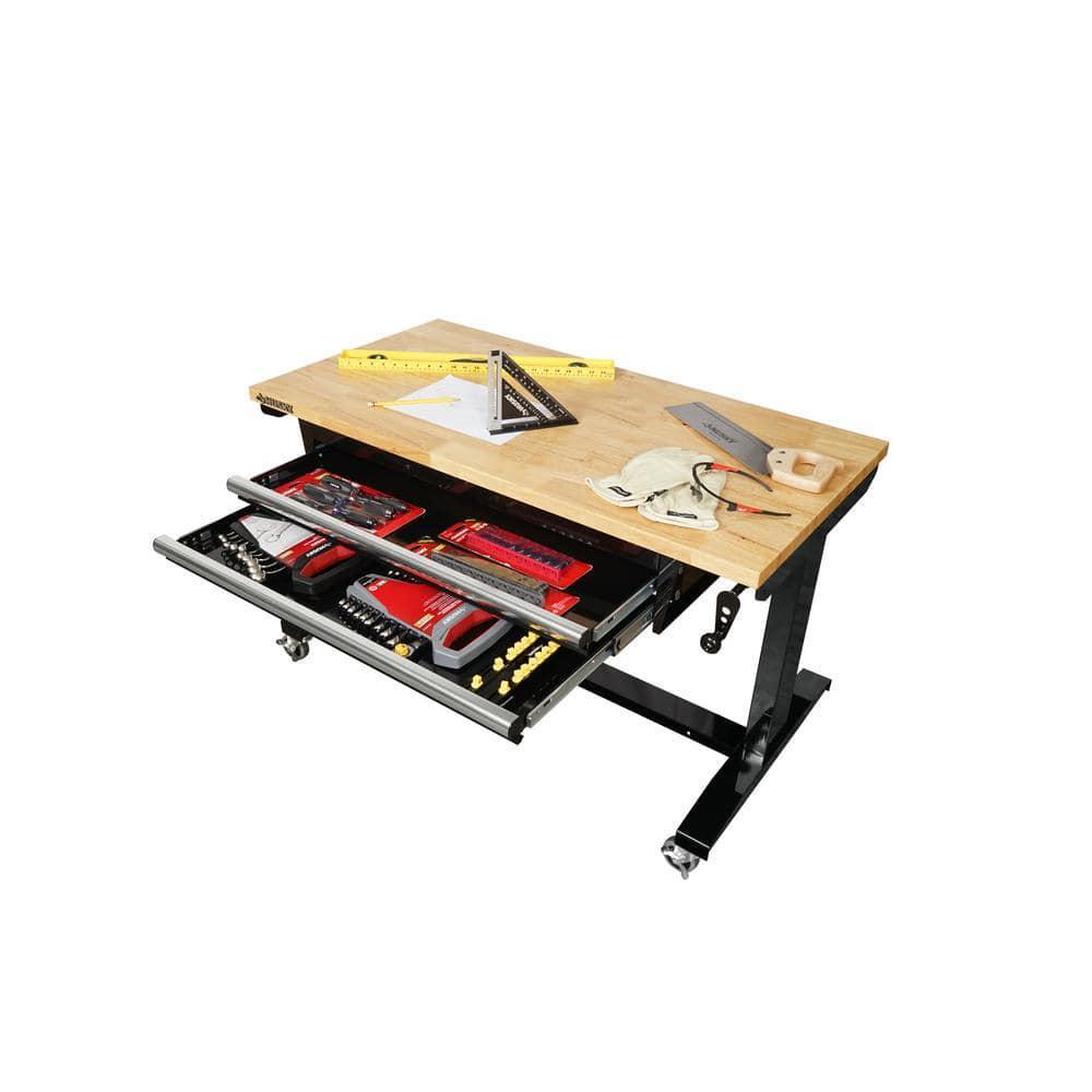 Husky Workbench Tool Storage 46 in. W Adjustable Height Worktable with 2-Drawers