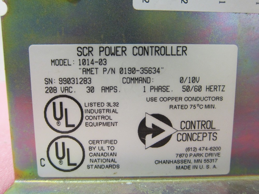 Control Concepts 1014-03 AMAT 0190-35634, SCR Power Controller