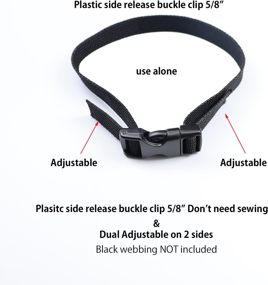 Heavy Duty Side Release Buckles with Plastic Tri Glide Slides