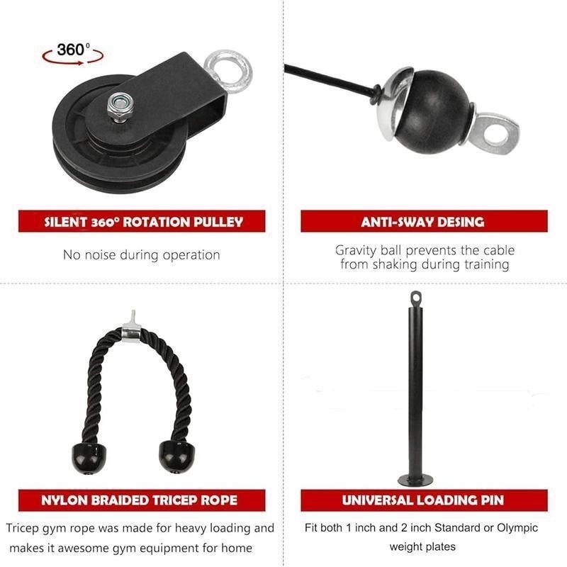 Pull Down and Lift Weight Pulley System Cable Machine Pulley Attachment Triceps