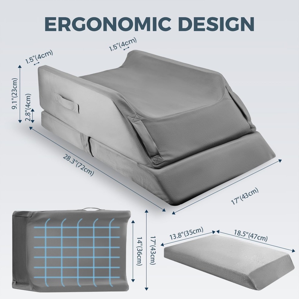 CIVJET 3Height Adjustable Leg Elevation Pillows After Surgery Memory Foam Su...