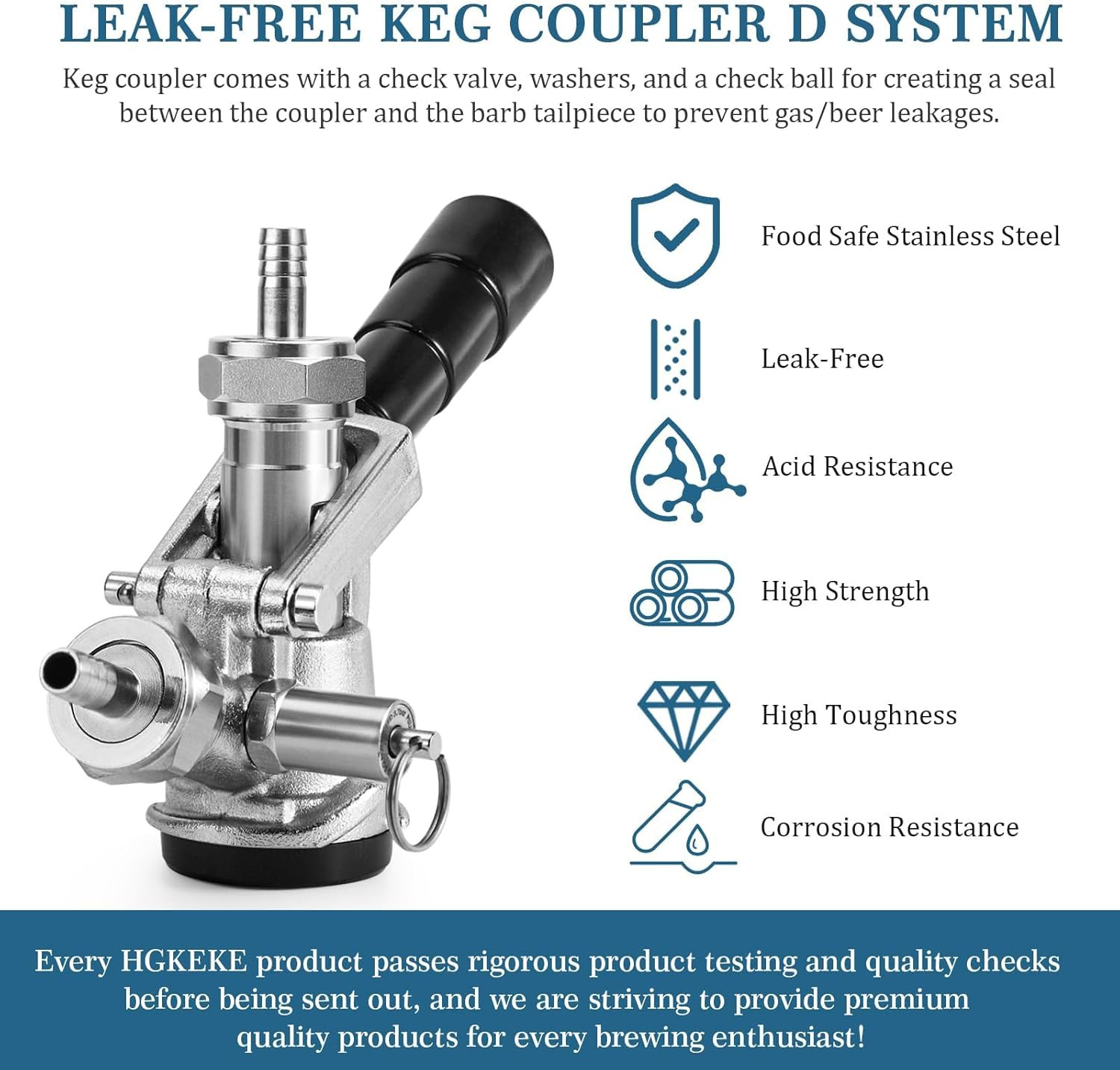 Keg Coupler 304 Stainless Steel Probe Sankey Keg Coupler D System Keg Tap for Ke