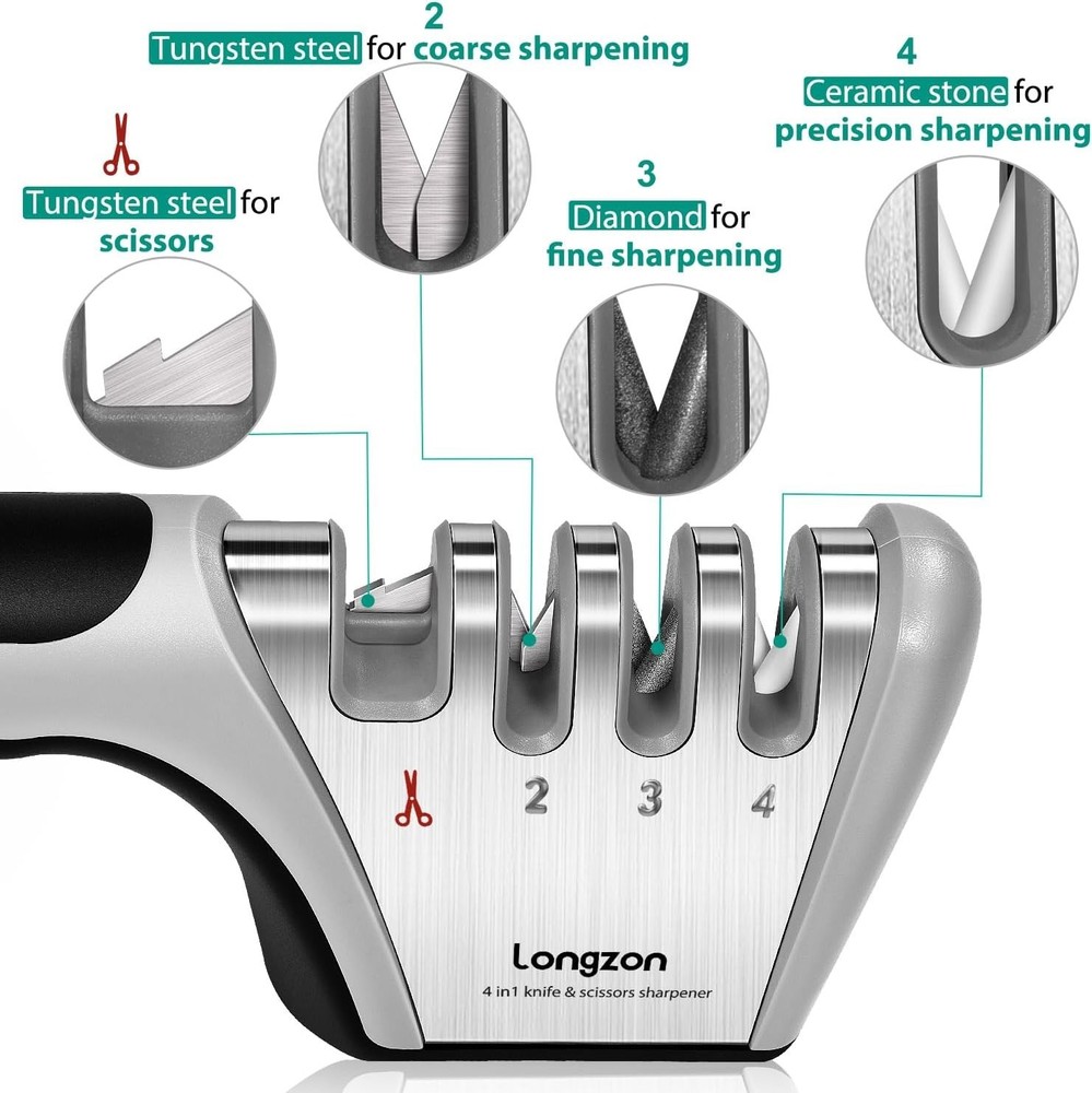 4-Stage Knife Sharpening System + Cut-Resistant Glove