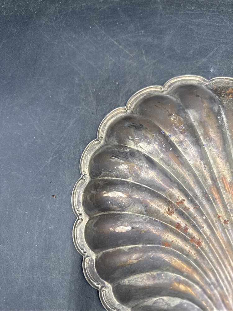 Vintage Silverplate Seashell Dish from Hong Kong ~ 11”x 9”