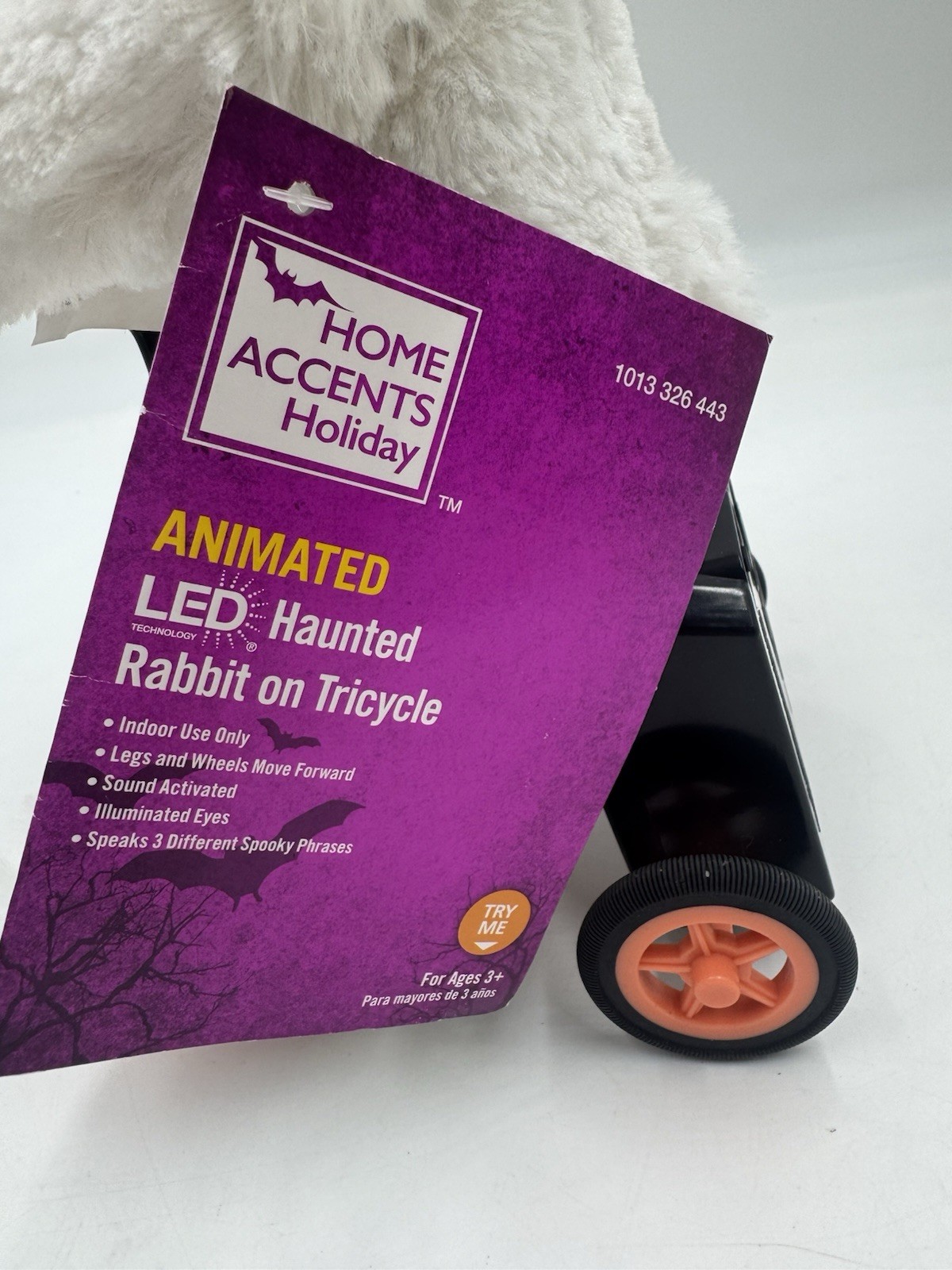 NEW - Animated LED Haunted Talking Spooky Rabbit On Tricycle New With Tags