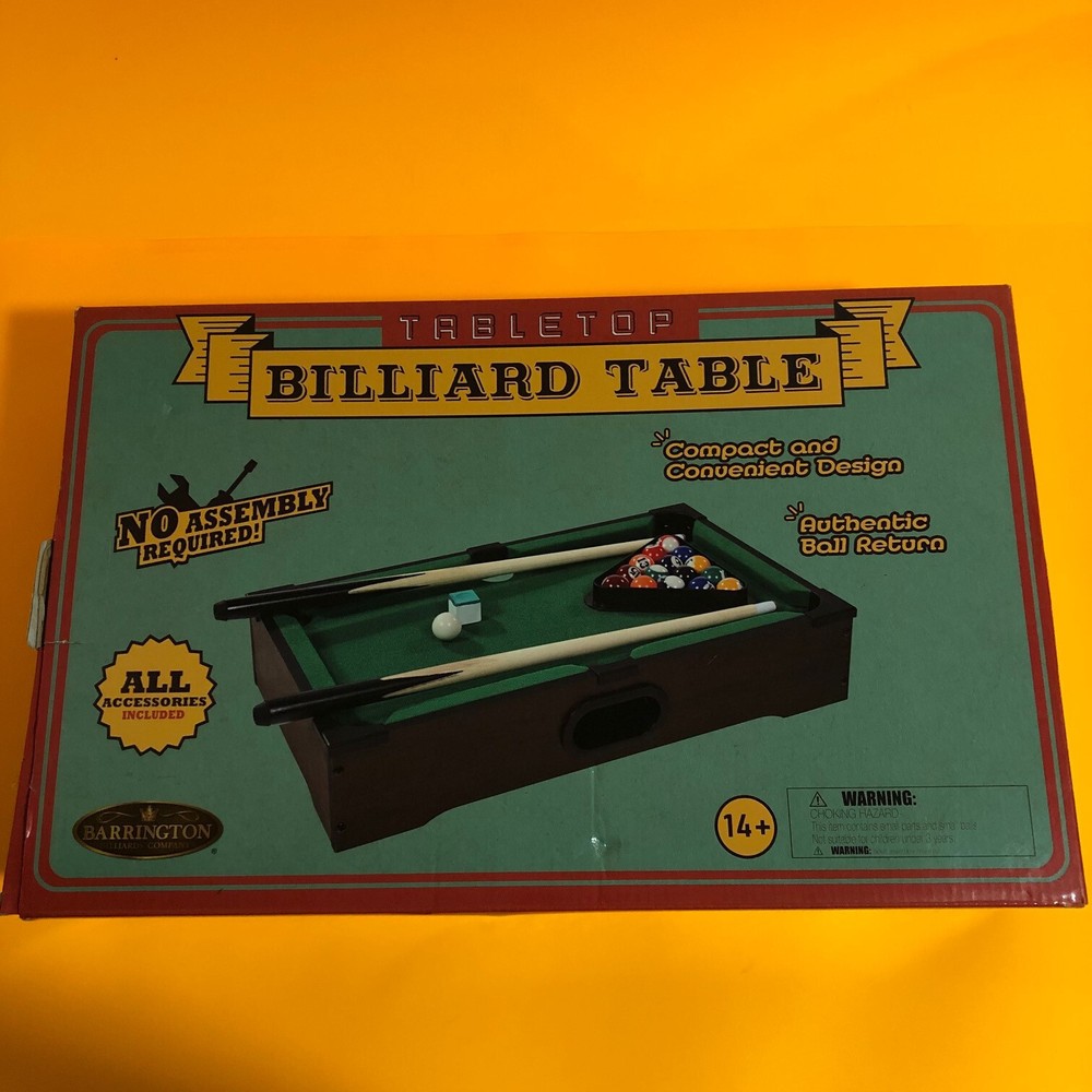 Mini Tabletop Billiard Pool Table - Barrington - with Cues and Chalk