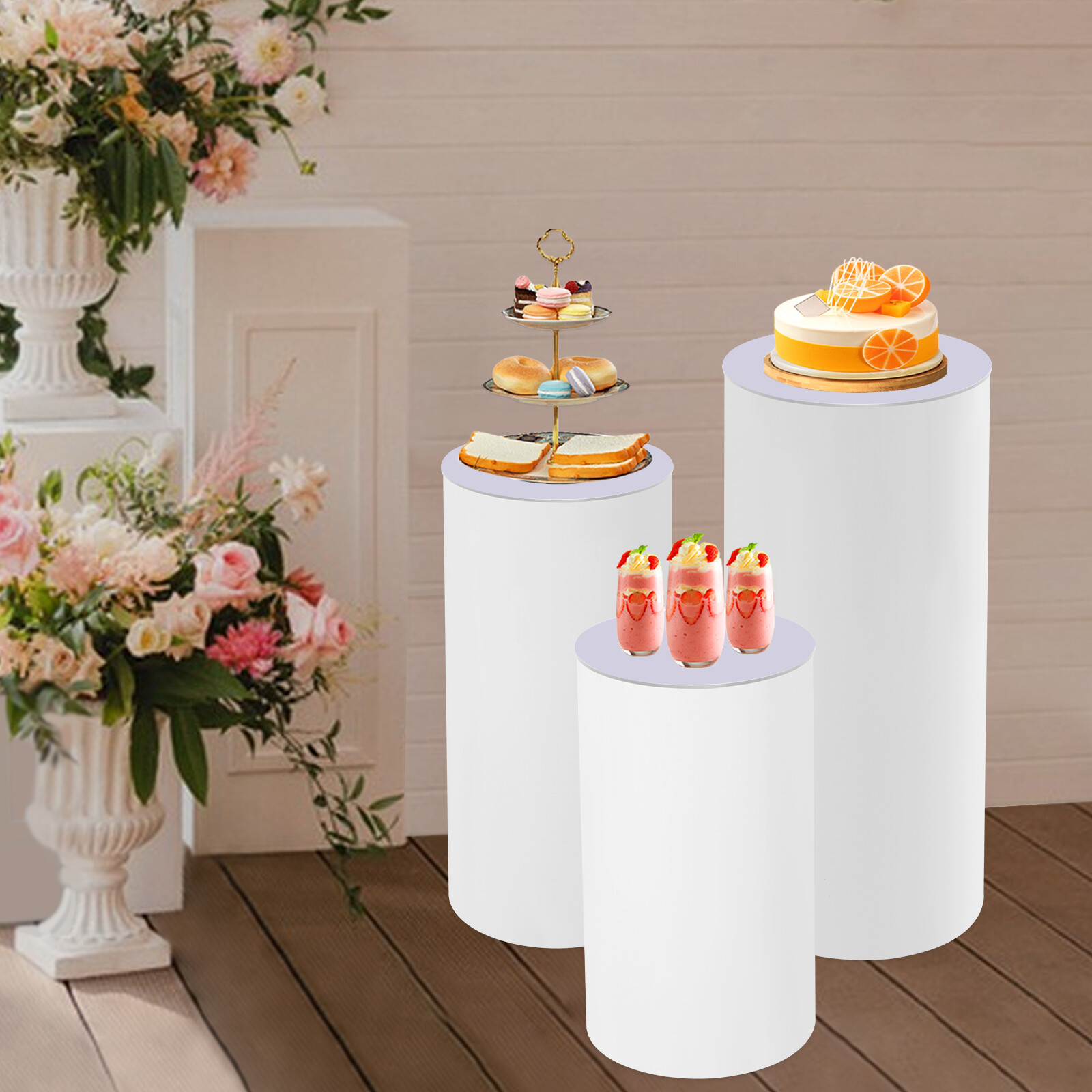 3X Pedestal Flower Stand Party Cylinder Pedestal Wedding Home Display Decoration