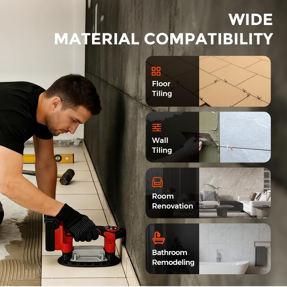 Tile Vibration Tool, 9-Speed Handheld Tiling Leveling Machine with Suction cup