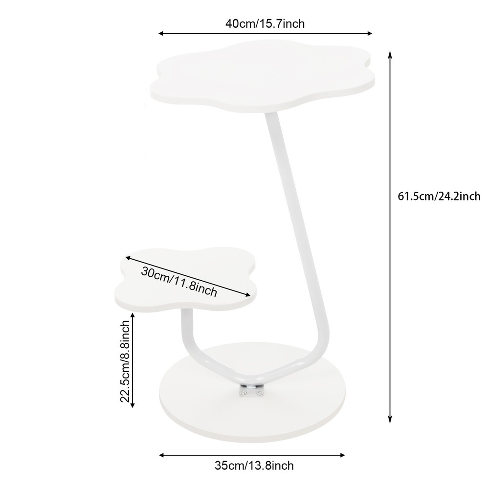 2 Tier Small Side Table 24.2in Height Modern Coffee Table Small Sofa Side Table