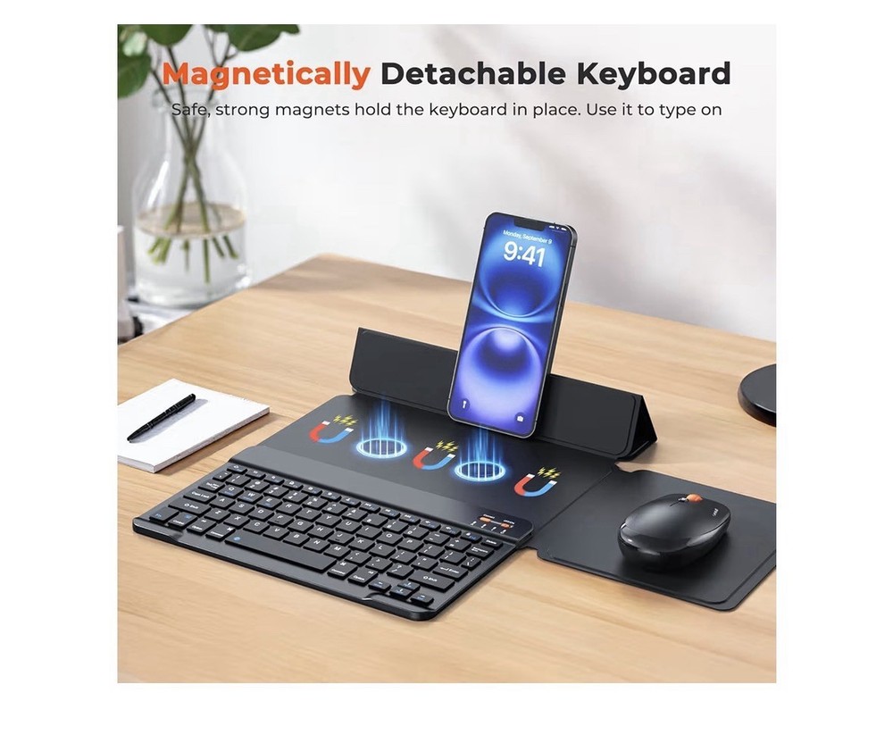 MEETION Bluetooth Wireless Keyboard Mouse Bundle Rechargeable for iPad iPhone